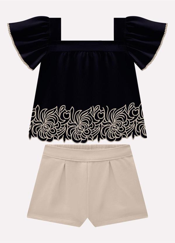 Conjunto Infantil Menina Estampa Preto
