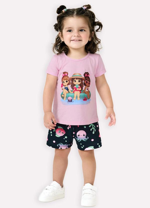Conjunto Infantil Menina Estampa Rosa