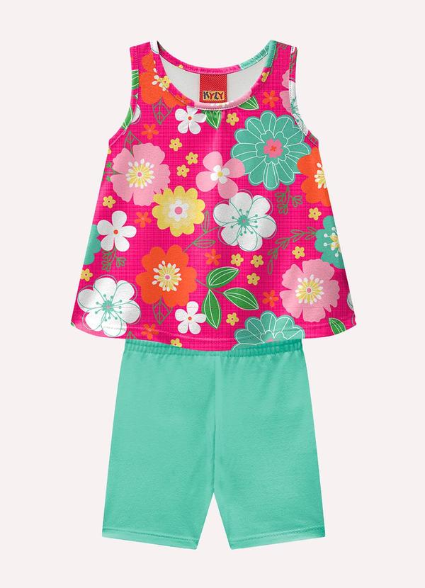 Vista 2 Conjunto Infantil Menina Estampa Rosa Kyly Kyly