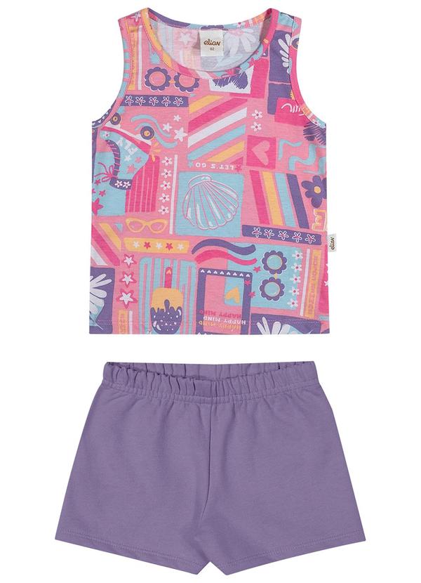 Conjunto Infantil Menina Estampa Verão Rosa