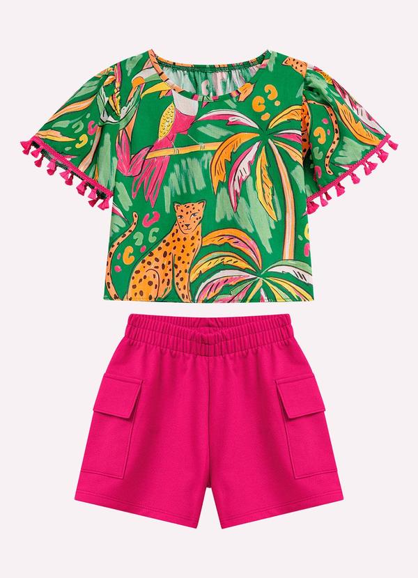 Vista 2 Conjunto Infantil Menina Estampa Verde Nanai Nanai