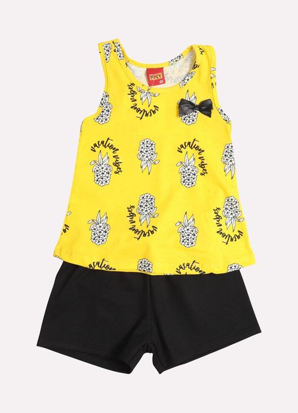 Conjunto Infantil Menina Estampado Amarelo