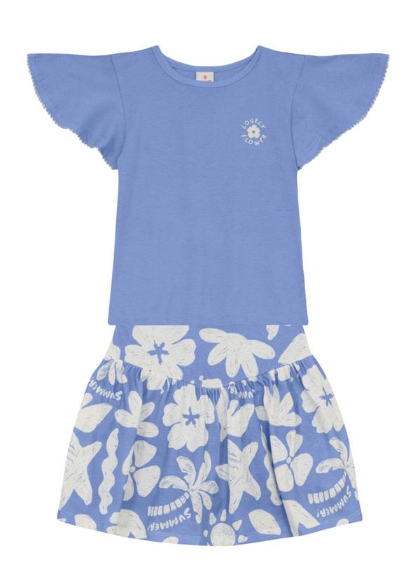 Vista 2 Conjunto Infantil Menina Estampado Azul Brandili Brandili