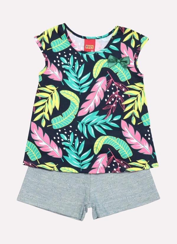 Vista 2 Conjunto Infantil Menina Estampado Azul Brandili Brandili