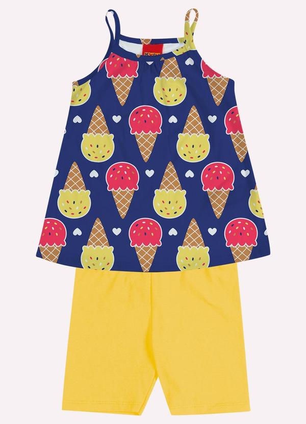 Conjunto Infantil Menina Estampado Azul