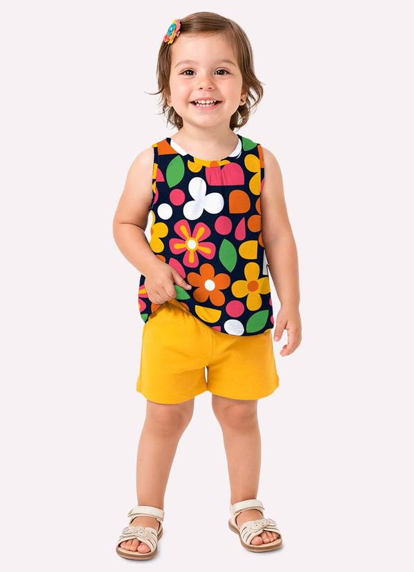 Conjunto Infantil Menina Estampado Azul