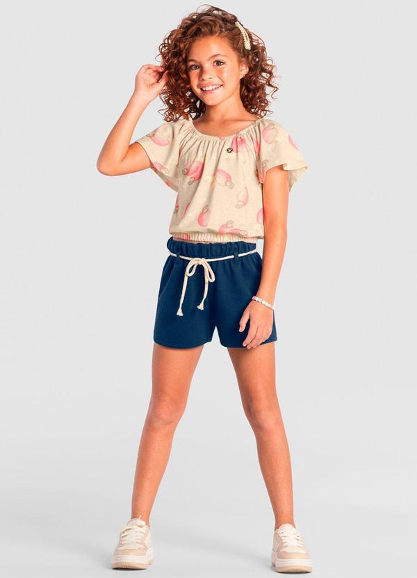 Conjunto Infantil Menina Estampado Bege