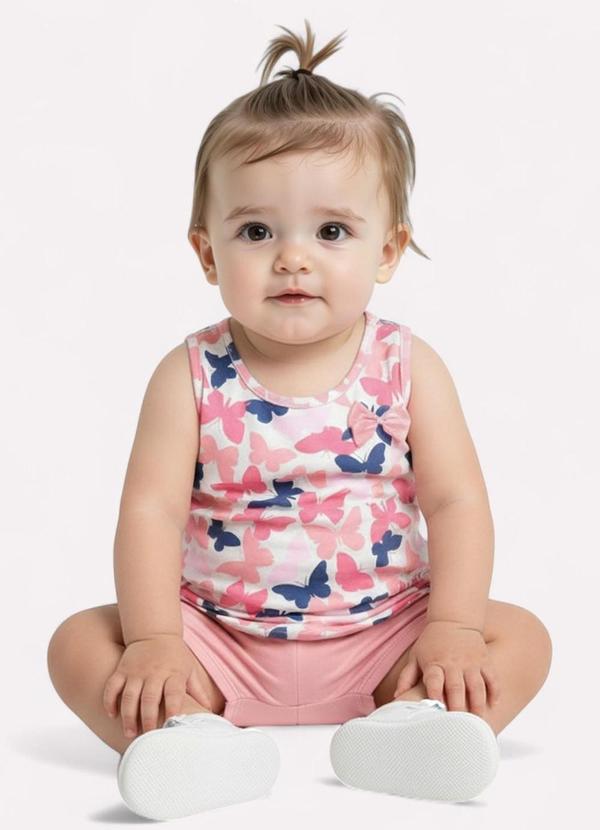 Vista 2 Conjunto Infantil Menina Estampado Branco Kyly Kyly
