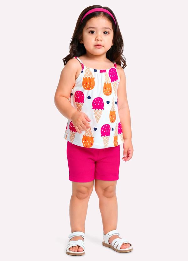 Conjunto Infantil Menina Estampado Branco