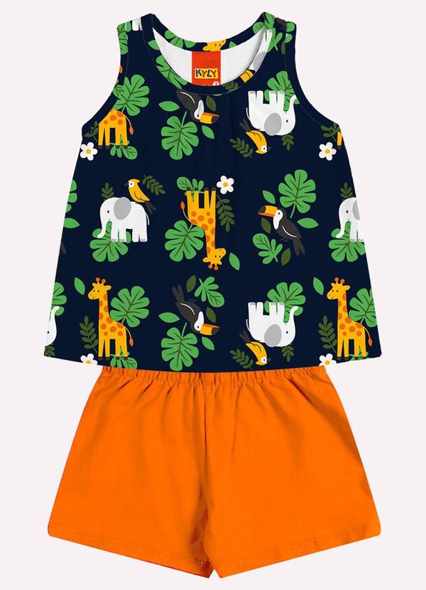 Conjunto Infantil Menina Estampado Laranja