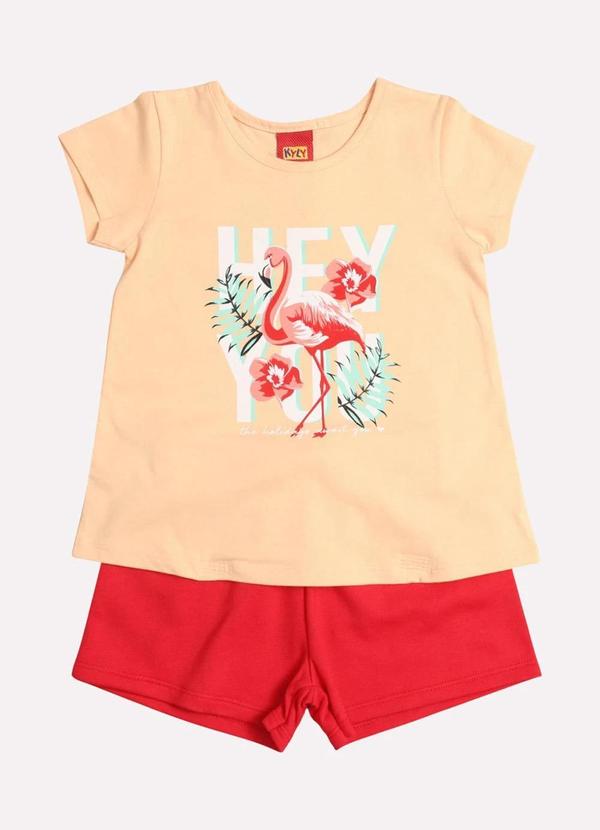 Conjunto Infantil Menina Flamingo Laranja