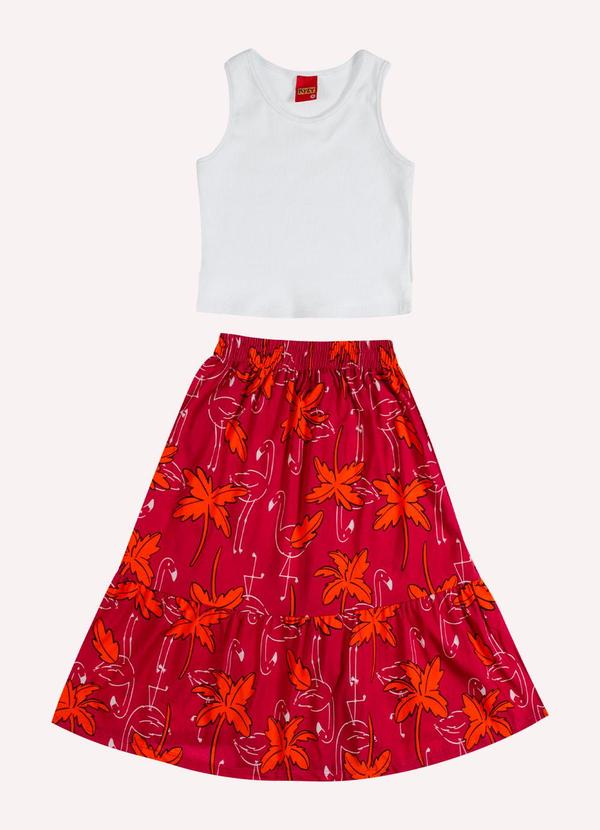 Conjunto Infantil Menina Flamingos Branco
