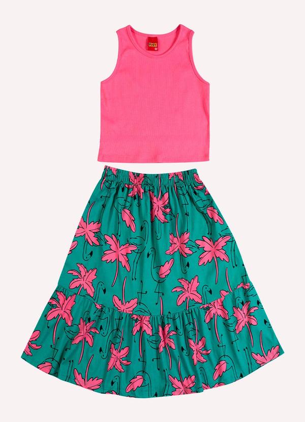 Conjunto Infantil Menina Flamingos Rosa