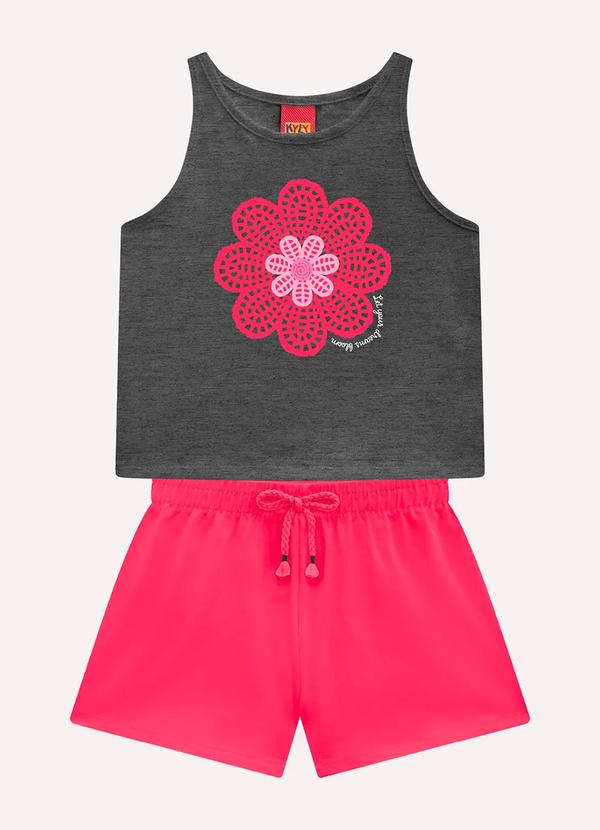 Conjunto Infantil Menina Flor Cinza