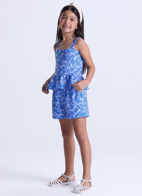 Vista 2 Conjunto Infantil Menina Floral Azul VIDA COSTEIRA VIDA COSTEIRA