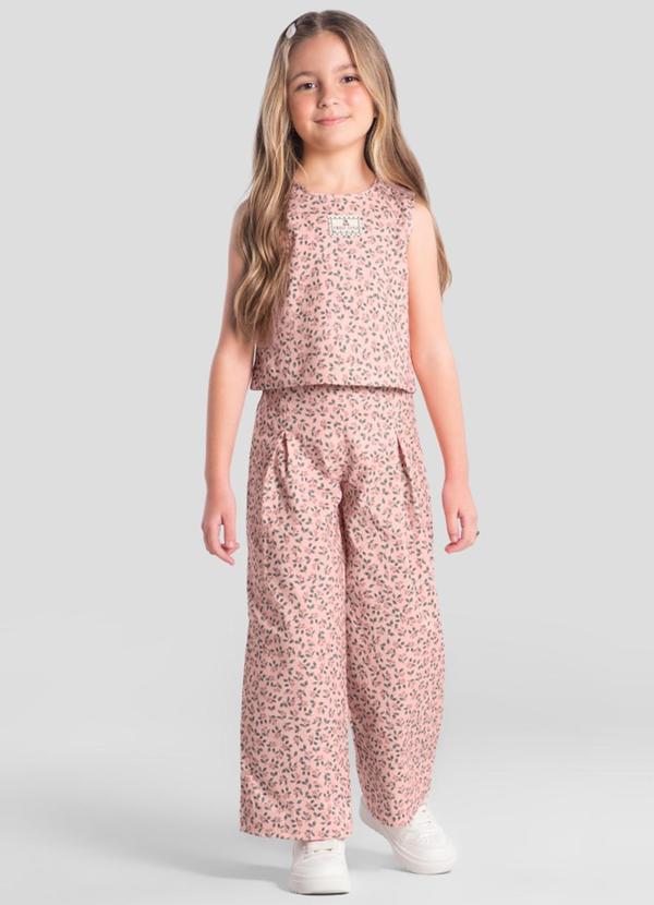 Vista 2 Conjunto Infantil Menina Floral Rosa Brandili Mundi Brandili Mundi