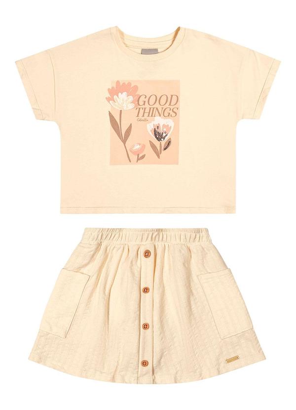 Vista 2 Conjunto Infantil Menina Flores Amarelo Colorittá Colorittá