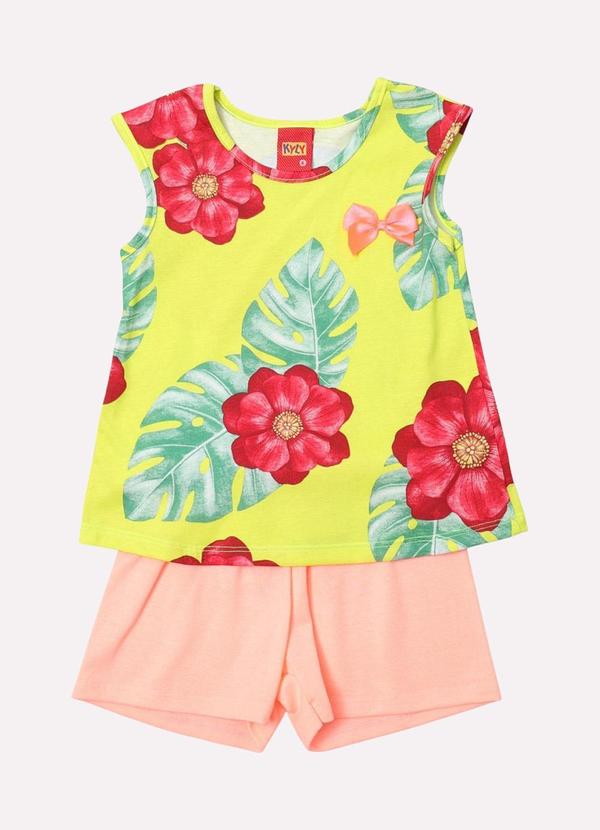 Conjunto Infantil Menina Flores Amarelo
