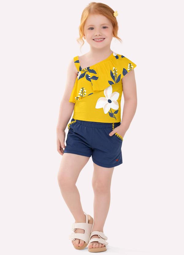 Conjunto Infantil Menina Flores Amarelo