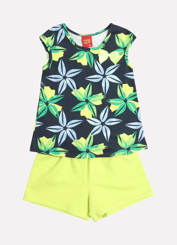 Conjunto Infantil Menina Flores Azul