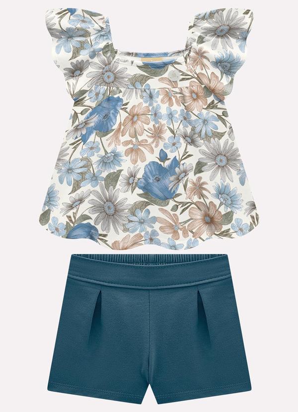 Conjunto Infantil Menina Flores Azul