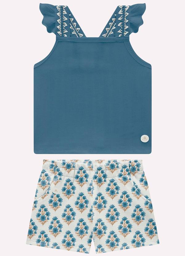 Conjunto Infantil Menina Flores Azul