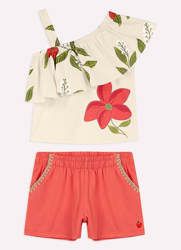 Conjunto Infantil Menina Flores Bege