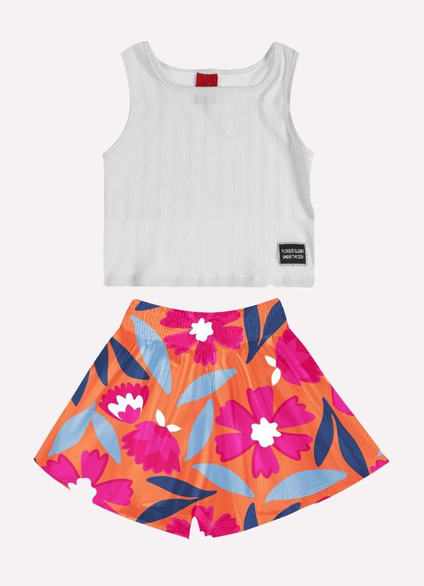Conjunto Infantil Menina Flores Branco