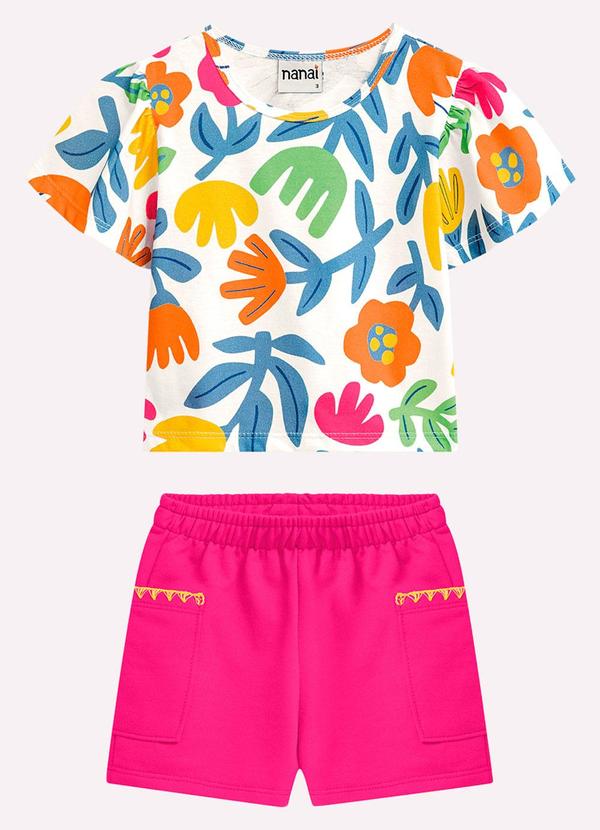 Conjunto Infantil Menina Flores Branco