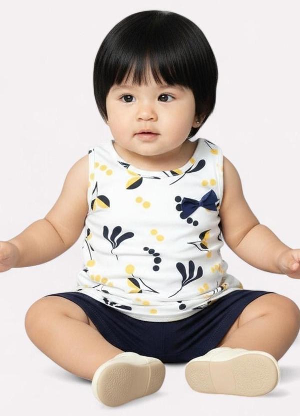 Conjunto Infantil Menina Flores Branco