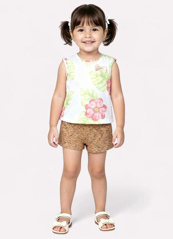 Conjunto Infantil Menina Flores Branco