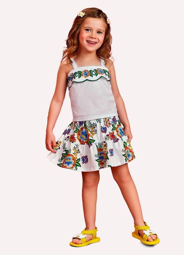 Conjunto Infantil Menina Flores Branco