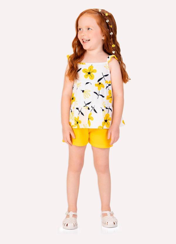 Conjunto Infantil Menina Flores Branco