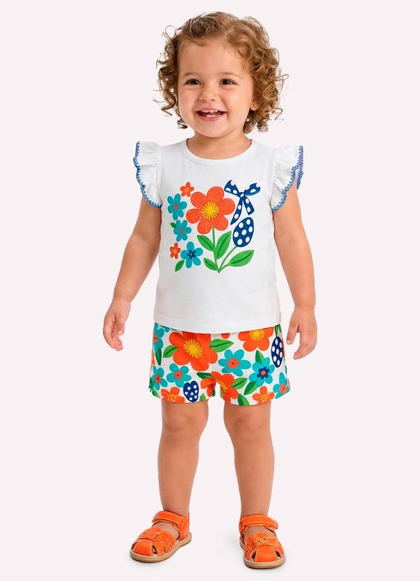 Conjunto Infantil Menina Flores Branco