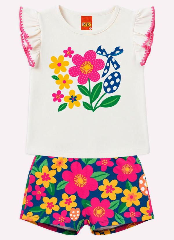 Conjunto Infantil Menina Flores Branco
