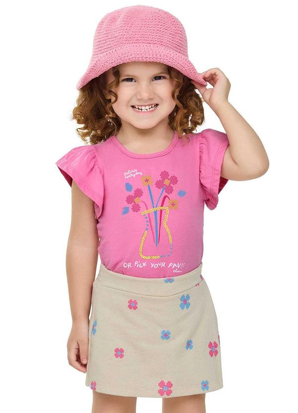 Conjunto Infantil Menina Flores Lantejoulas Rosa