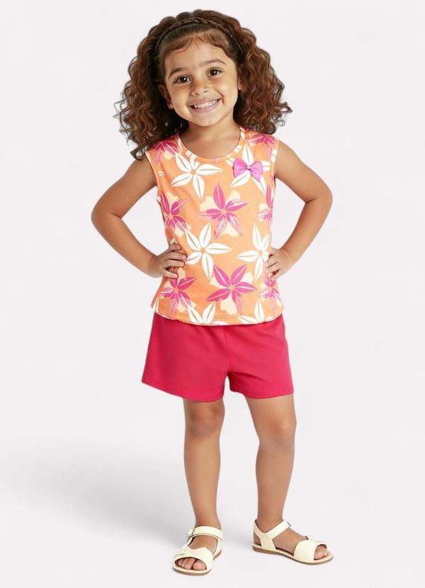 Conjunto Infantil Menina Flores Laranja