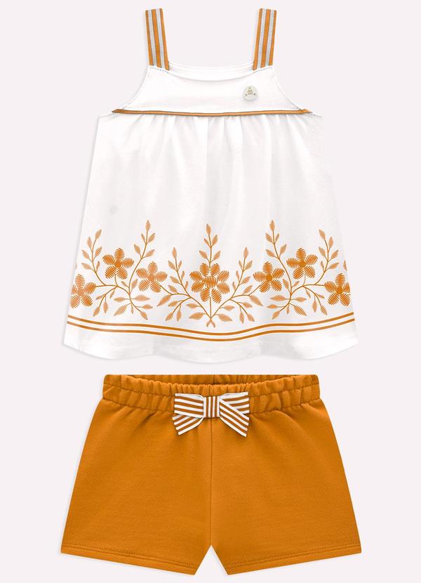 Conjunto Infantil Menina Flores Marrom