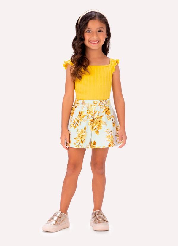 Conjunto Infantil Menina Flores Amarelo
