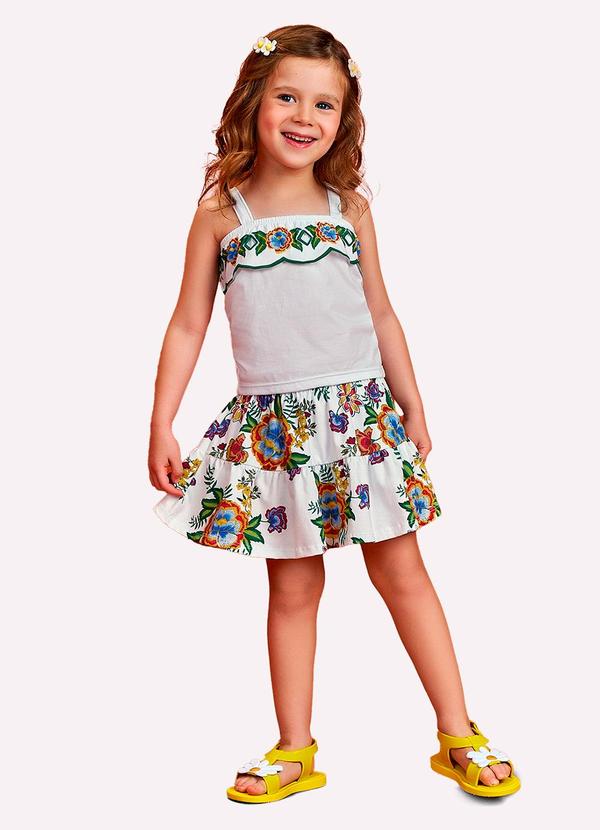 Conjunto Infantil Menina Flores Nanai Branco