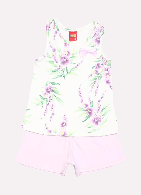 Conjunto Infantil Menina Flores Off White