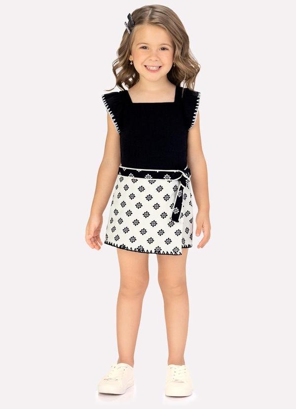 Conjunto Infantil Menina Flores Preto