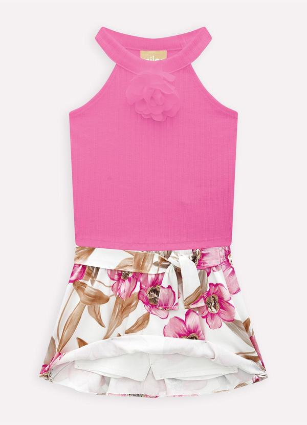 Vista 2 Conjunto Infantil Menina Flores Rosa Milon Milon