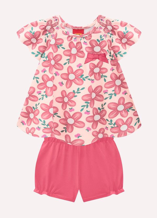 Conjunto Infantil Menina Flores Rosa
