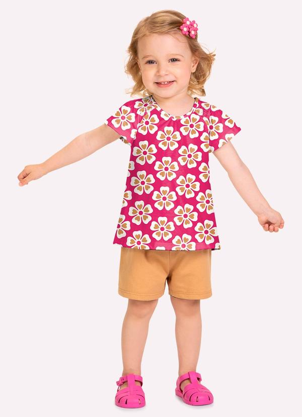 Conjunto Infantil Menina Flores Rosa
