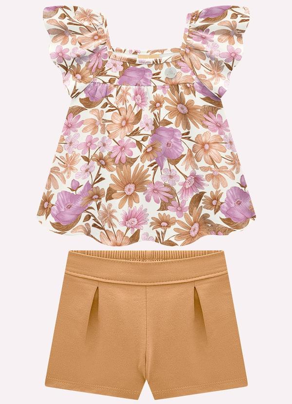 Conjunto Infantil Menina Flores Roxo