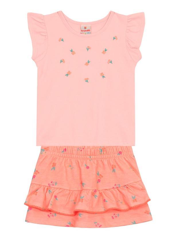 Vista 2 Conjunto Infantil Menina Florido Rosa Brandili Brandili