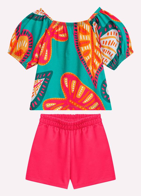 Conjunto Infantil Menina Folhagem Verde