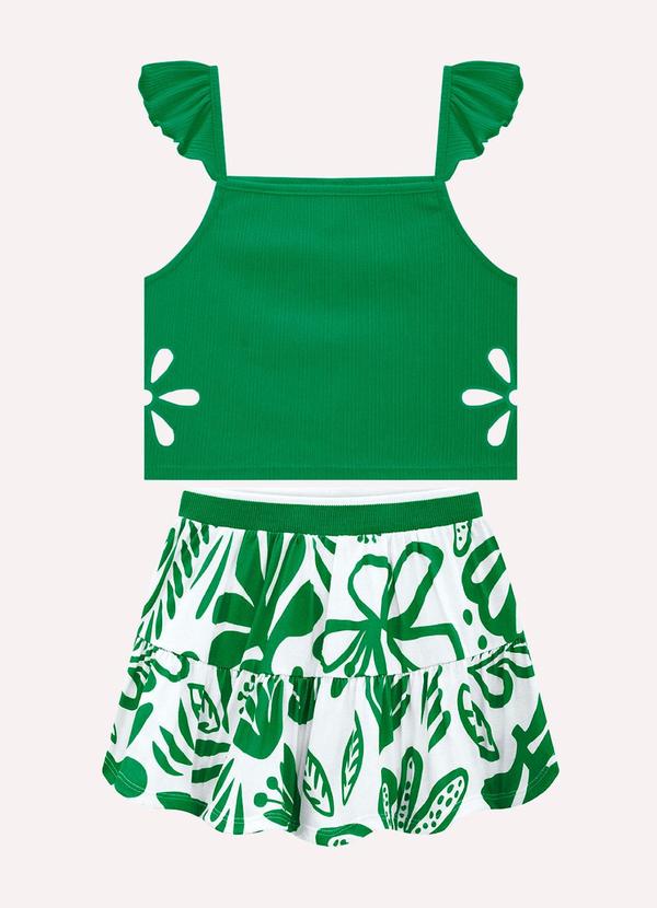 Vista 2 Conjunto Infantil Menina Folhagem Verde Kyly Kyly