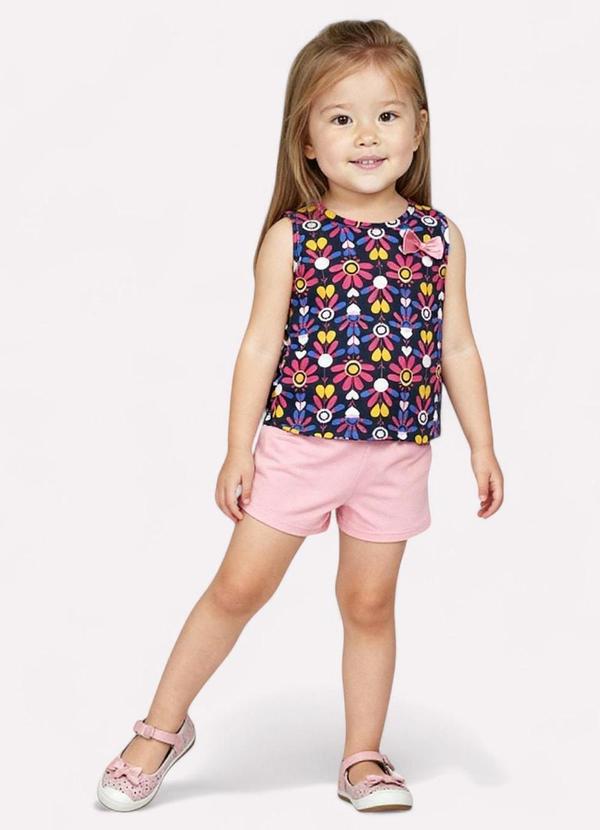 Conjunto Infantil Menina Folhas Azul